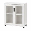 Szafka dwudrzwiowa biała MDF ze szkłem hartowanym 80x35x100 cm