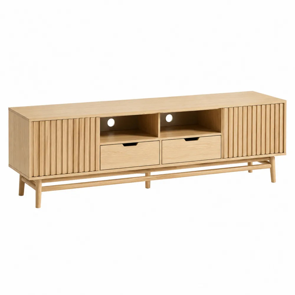 Dębowa szafka RTV z półkami 150x40x50 cm