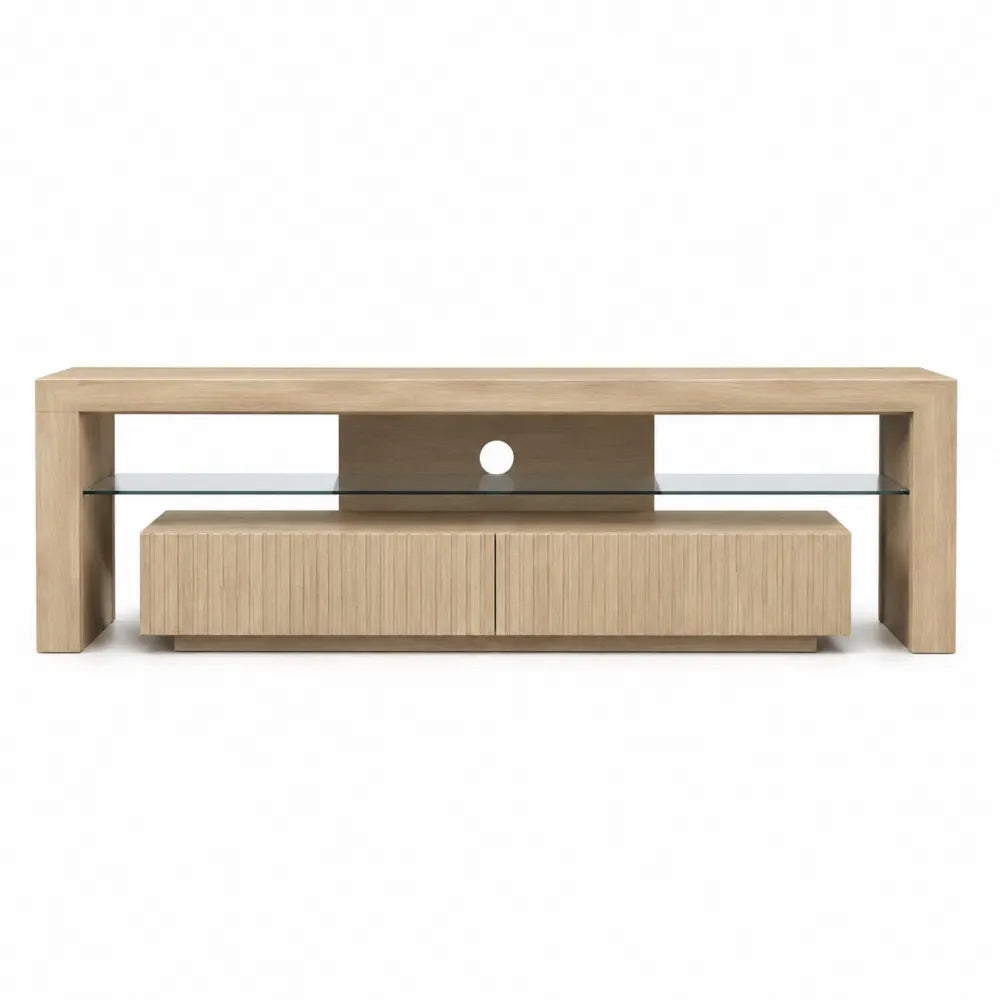 Szafka RTV drewniana z hartowanym szkłem 180x45x40 cm