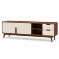 Szafka RTV z Drewna Orzechowego i Płyt MDF Brązowa/Kremowa 180x40x50 cm
