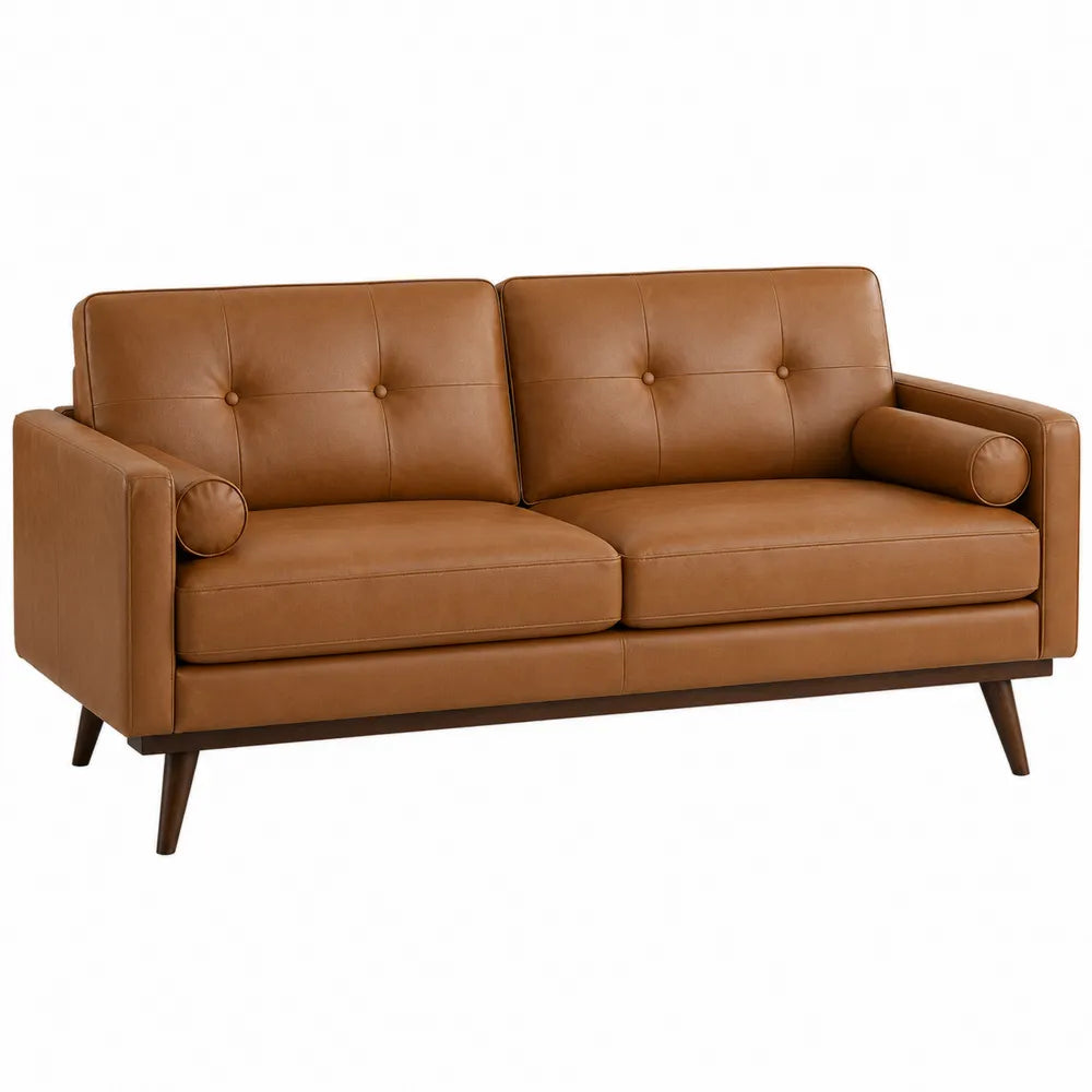 Dwuosobowa sofa z ekoskóry brązowa, 180cm