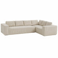 Narożna sofa z tkaniny prążkowanej beżowa 270 cm