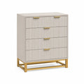 Komoda z laminatu drewnopodobnego i stali beżowa 4 szuflady 100x80x40 cm
