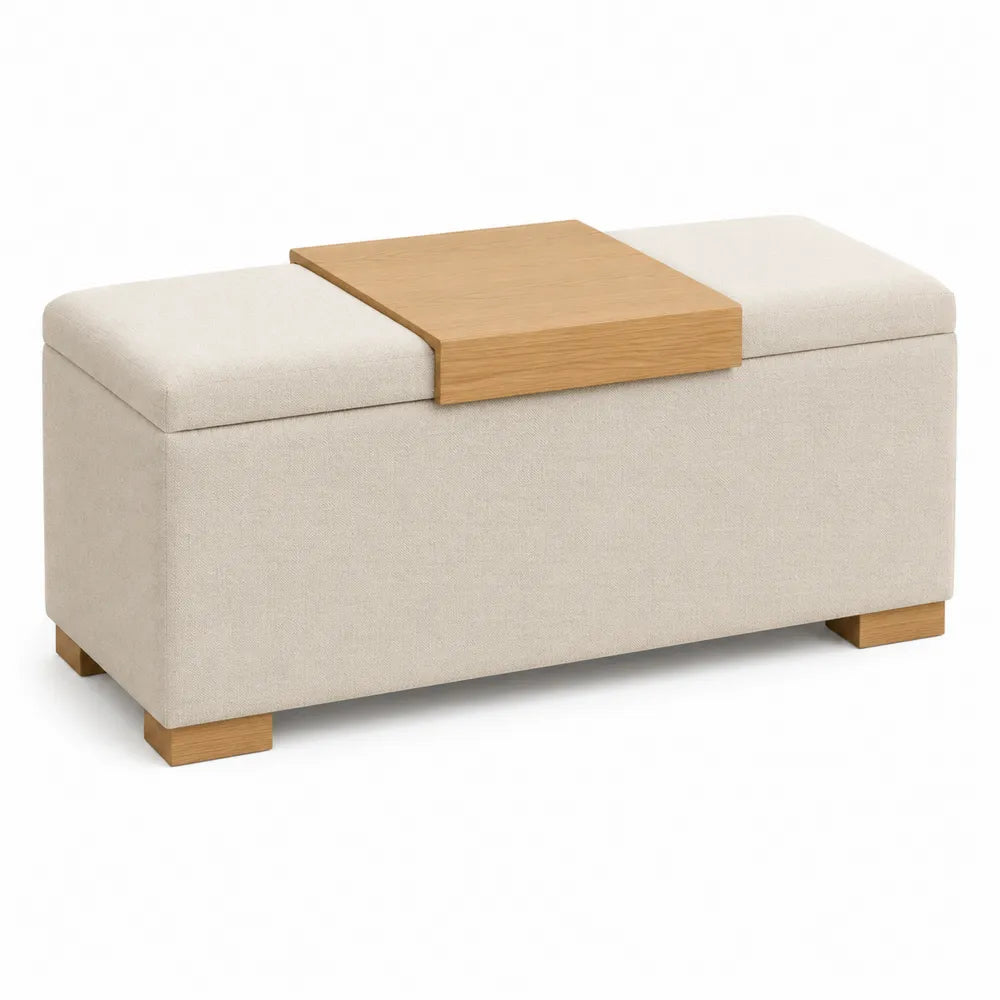 Podnóżek beżowy z systemem przechowywania 120x45x45cm