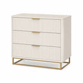 Komoda z trzema szufladami MDF i metalem, Kremowy, 80x40x90 cm