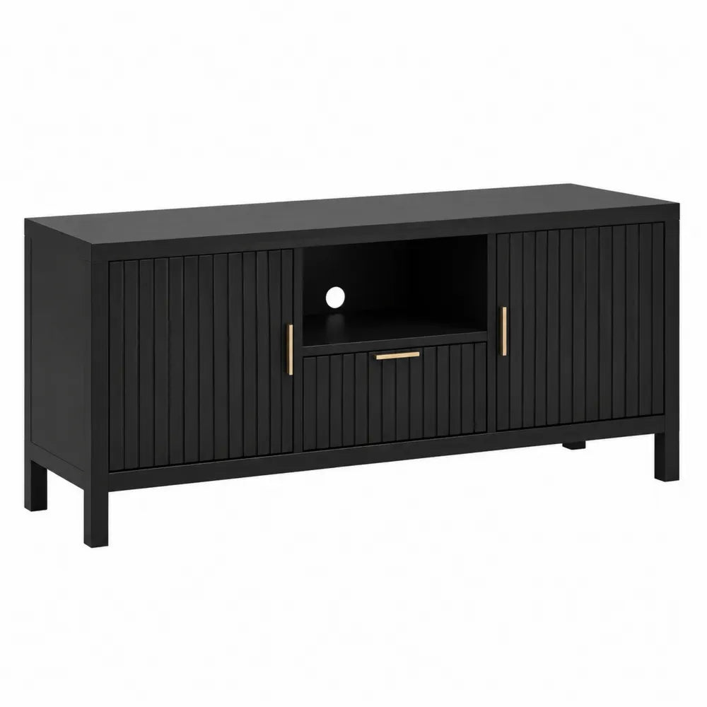 Czarna szafka RTV z płyty MDF 120x40x50 cm