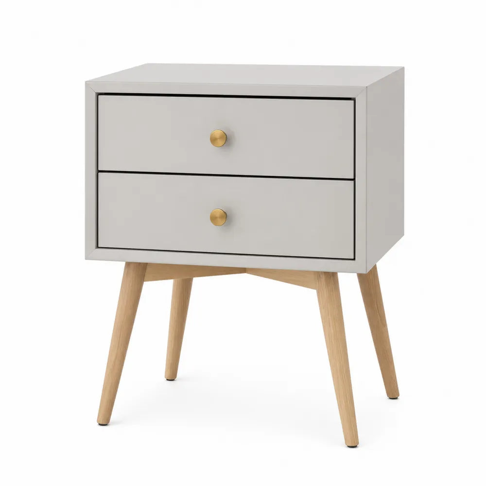 Szafka nocna z MDF i drewnem dębowym 45x35x55 cm