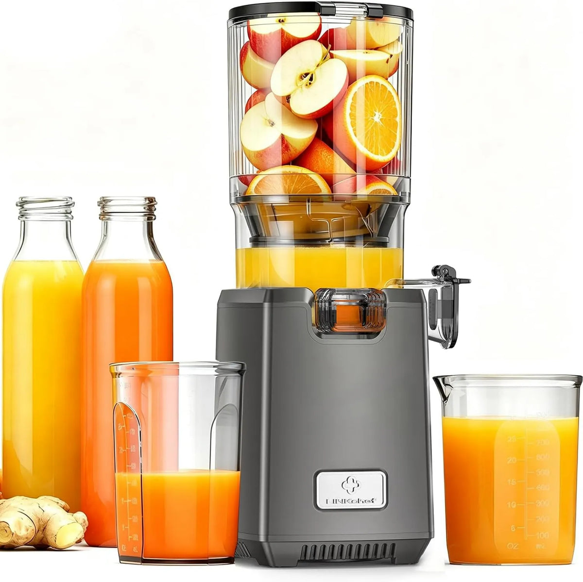 LINKChef, Wyciąg z soku, 13 cm, 1, 8 l, 250 W, Wolny Sokowirówka BPA-, 250 W Sokowirówka Maszyna z dużym tub 13 cm
