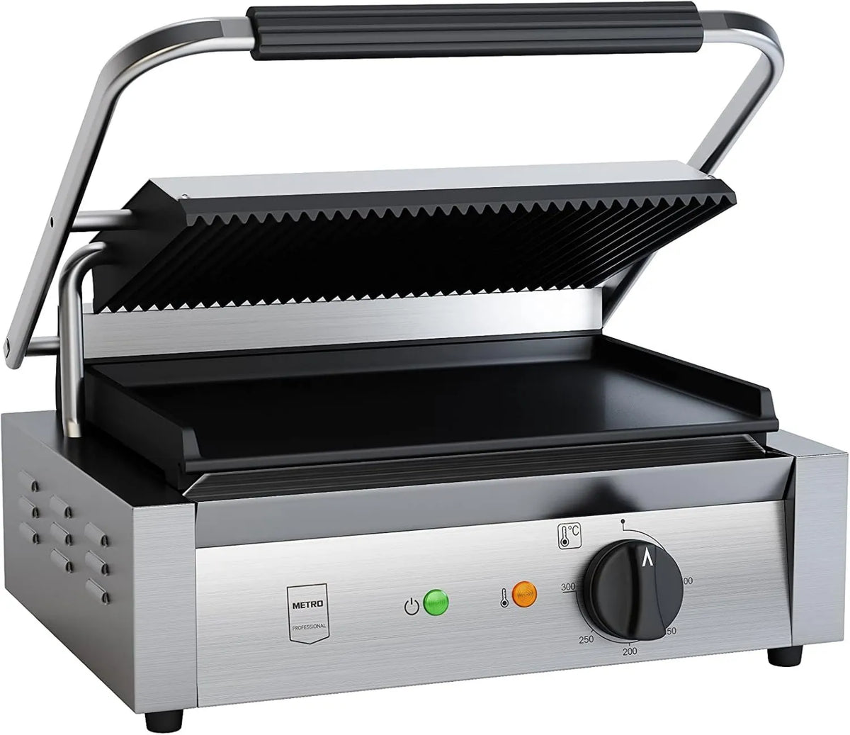 METRO Professional, METRO profesjonalny GPG1202 Plancha, Grill, grill panini i croque- monsieur, 43 x 36 x 20 cm, 2 strefy temperatur, stal nierdzewna, METRO