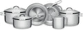 Tramontina, Bateria, bateria z patelni i patelni, stal nierdzewna, 6 sztuk, Solar nierdzewny Kitchen Potrójne dno z Cushion