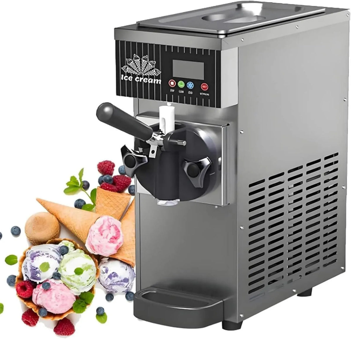 QITUJOUR, kostkarka do lodu, lodu i sorbetu, 450 W, 5 kg, LCD, profesjonalny, restauracja, szary, do użytku domowego