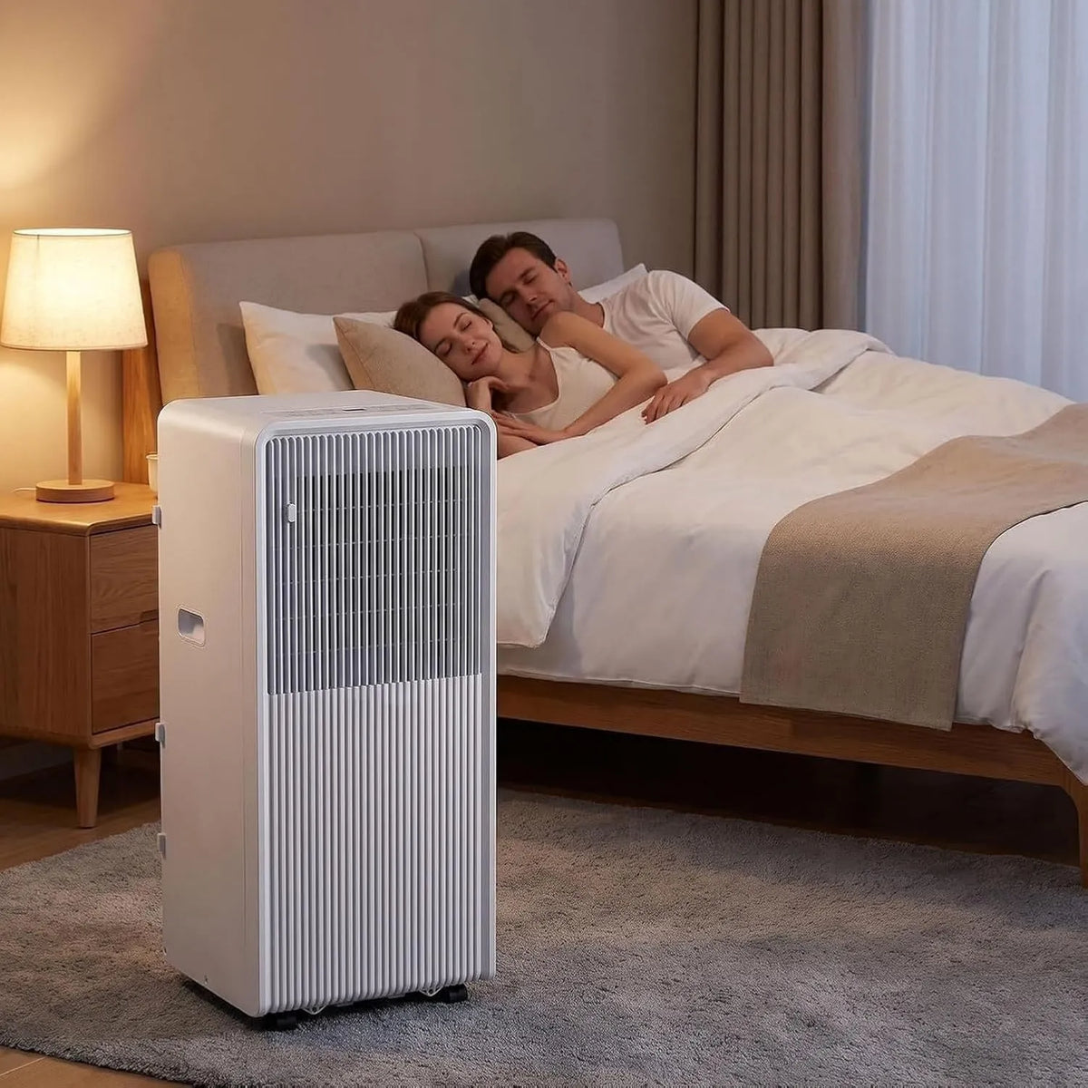 HUGGWRT, 24- godzinna 3- in-1 Klimatyzator, minutnik, gniazdo UK 3 BS 1363 broochs, 2 prędkości for Home and Office, 10000 Btu, mobilny klimatyzator 12000 BTU 3-in-1 z 3 w 1