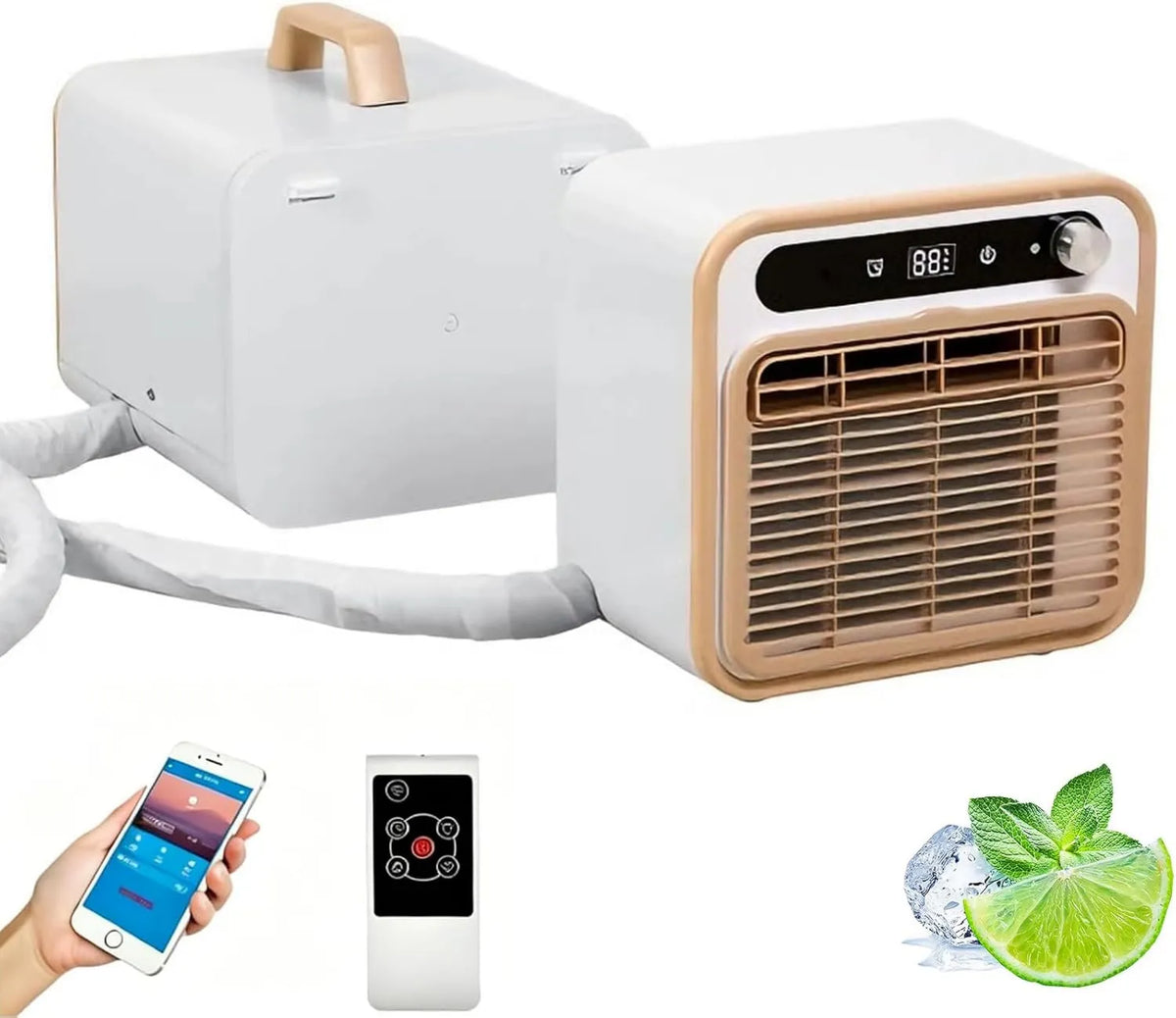 Generic klimatyzator przenośny, Klimatyzator 12H 2m- Rura, 130 m3 / h, 40 dB, przenośny, zegar, WiFi, tłumik, kemping, Urządzenie klimatyzacyjne 5000 BTU z Wi-Fi i zdalne sterowanie 2m-Pipe