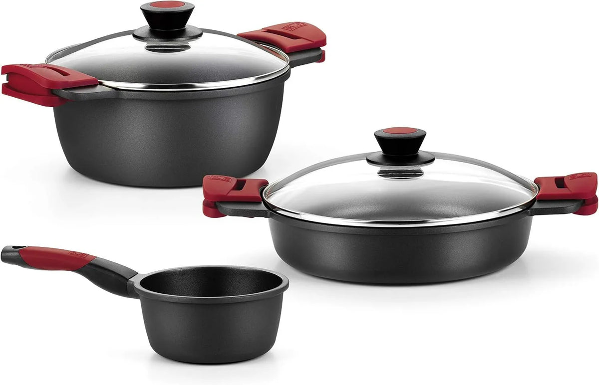 BRA, Bateria, bateria patelni i patelni, odlewane żelazo, kuchnia 5 sztuk odlewane aluminium
