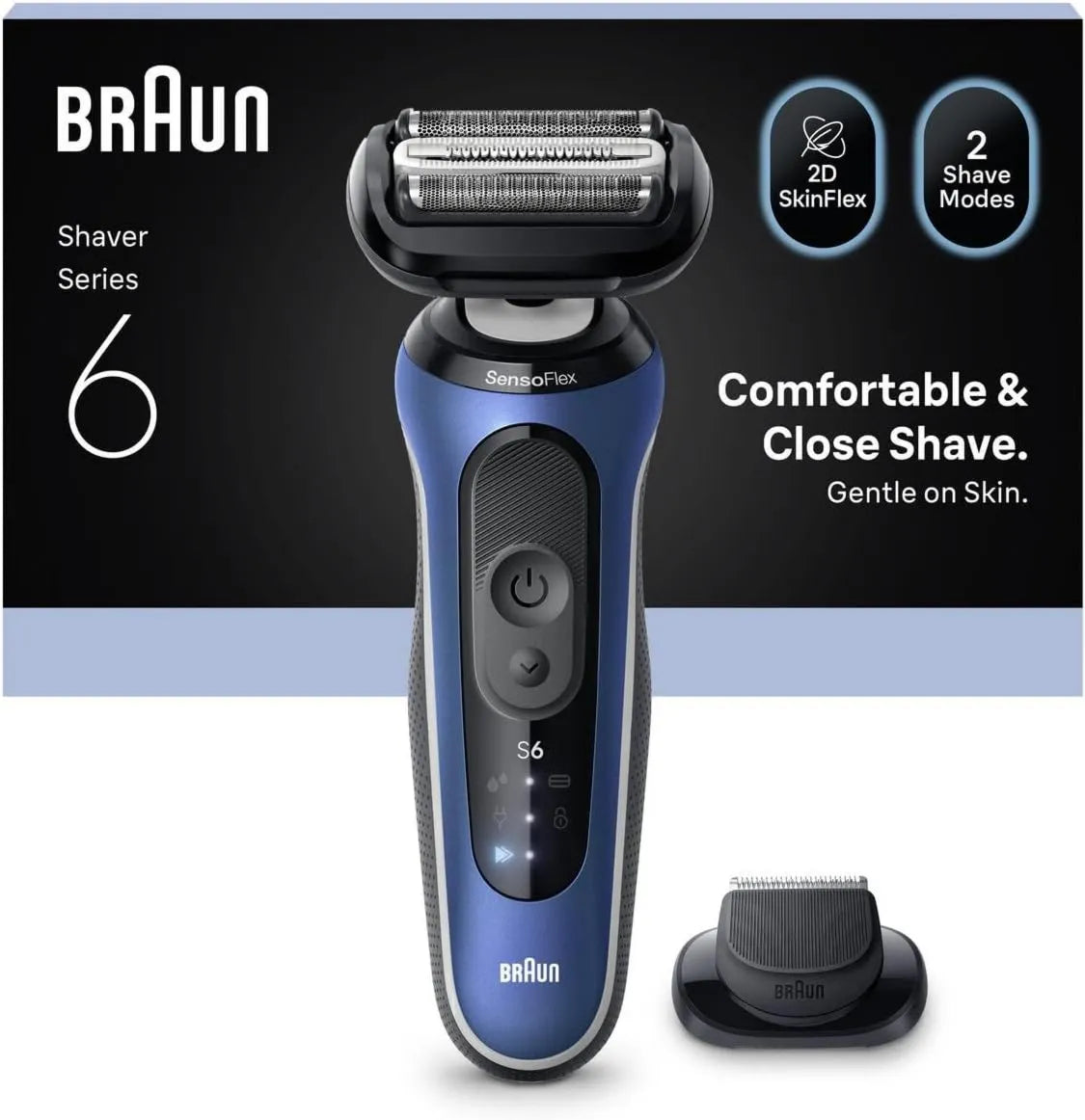 Braun, Seria 6 62-B1200s Golenie, IP65, bezprzewodowe, niebieskie, dla mężczyzn