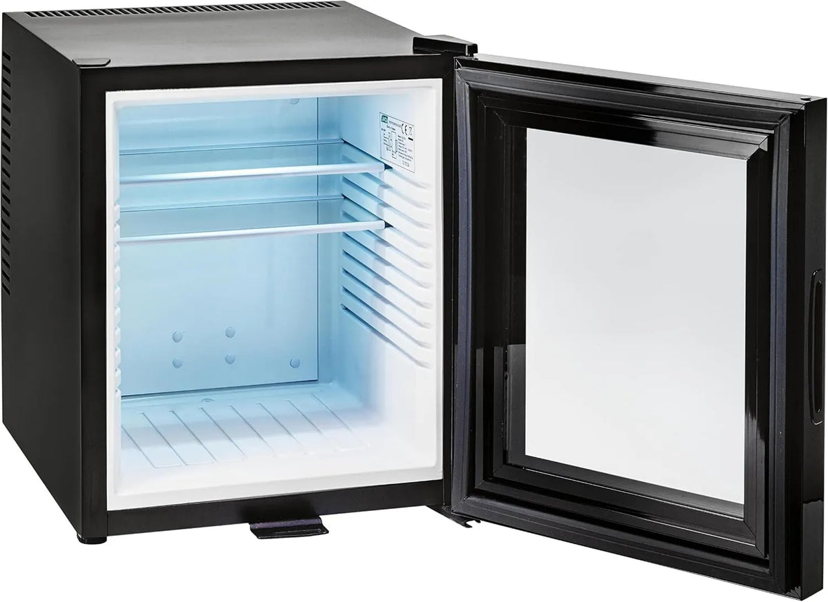 JVD minilodówka, Produkt chłodzenie termoabsorpcja, Minibar TA 30 l drzwi Wyposażone oświetlenie LED, kompaktowe & 100% Ciche, czarne