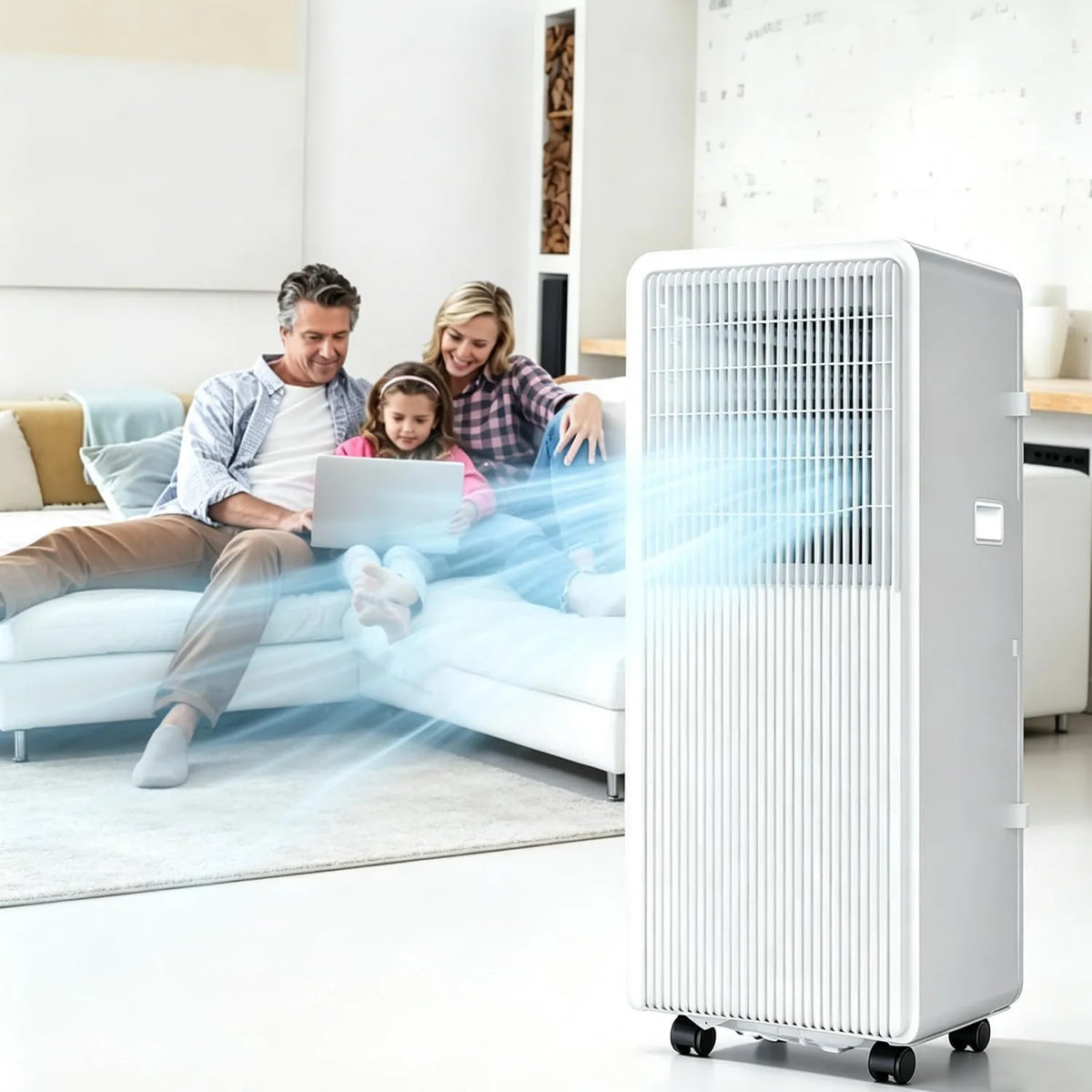 GEJLELDS klimatyzator przenośny, Klimatyzator 3- in-1 14000BTU, przenośny, zegar, 24- godzinny zegar do części do 40 m², 2 Szybkie chłodzenie, cyfrowy cyfrowy wyświetlacz i 3 w 1