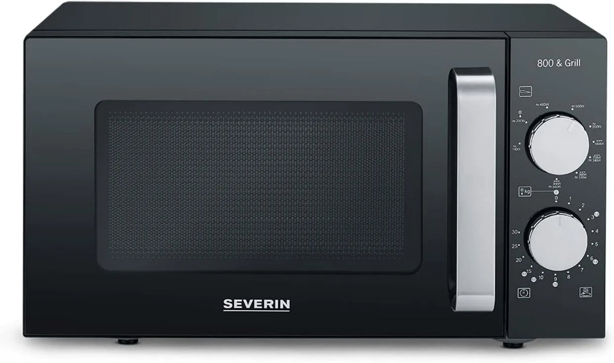 Severin MW 7762 kuchenka mikrofalowa, 800 W, 9 poziomów, funkcja grilla, kuchenka mikrofalowa z grillem i z dnem ceramicznym, 9 poziomów mocy