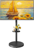ECOTINY, Szafka TV, 86 cali, 600 x 400 mm, koła jezdne, czarne, 50 kg, uchwyt na telewizor z zamontowanymi na kółkach regulacją wysokości dla telewizji 37 do 86 '