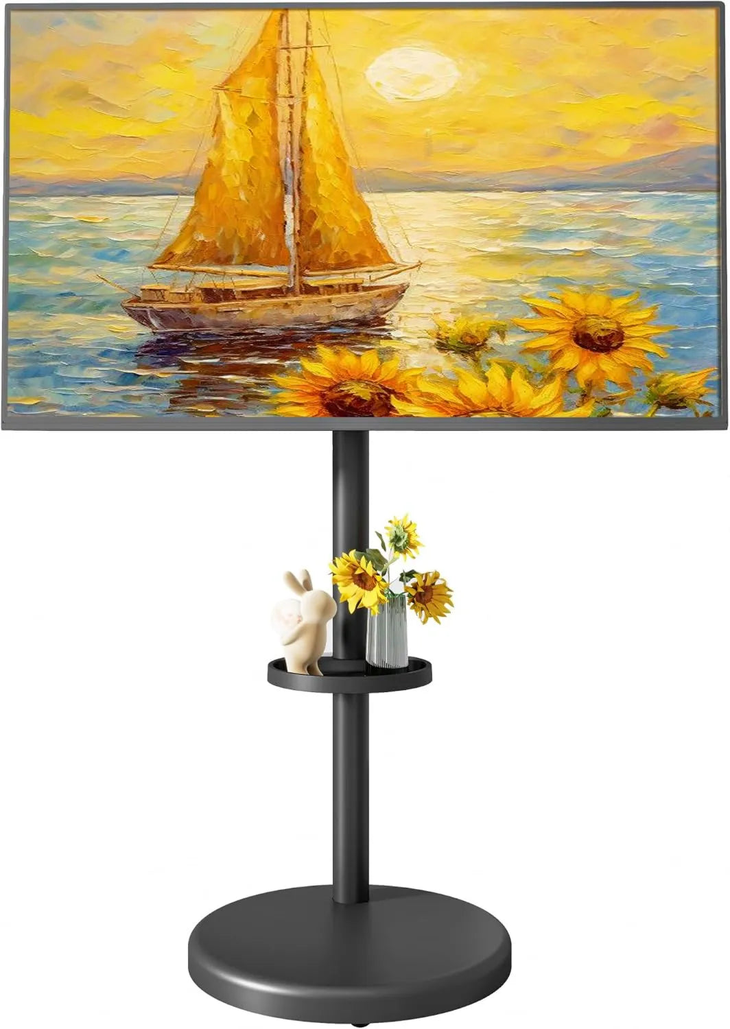 ECOTINY, Szafka TV, 86 cali, 600 x 400 mm, koła jezdne, czarne, 50 kg, uchwyt na telewizor z zamontowanymi na kółkach regulacją wysokości dla telewizji 37 do 86 '