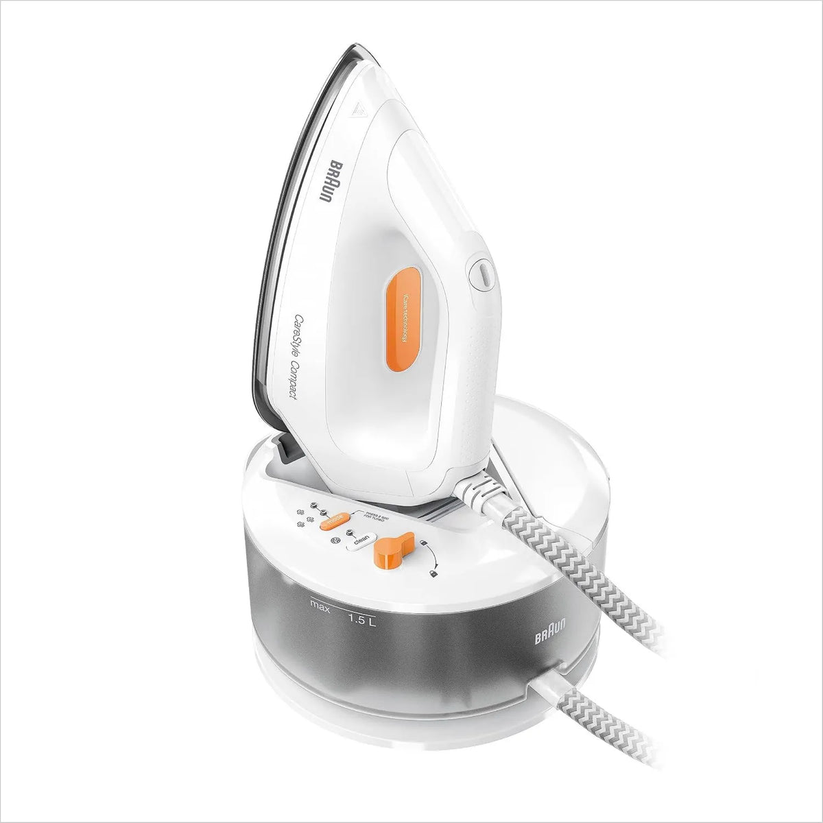 Braun generator pary, FreeGlide3D IS2132 WH iCare, CareStyle Compact, Eloxal Plus FreeGlide3D Sole, Podwójny Vapour do 2x Szybsze prasowanie, 1.5 l zbiornik