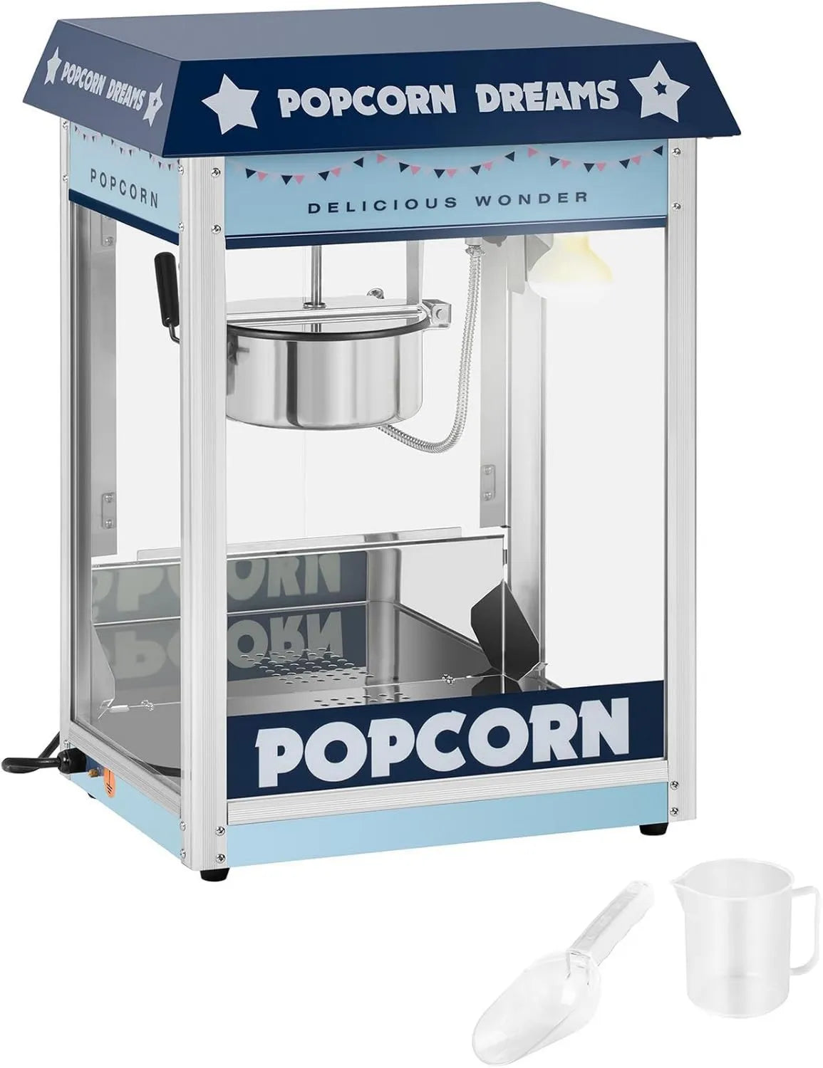 Royal Catering, Popcorn maszyna, 500 W, 220 do 270°C, 5 kg, profesjonalny, catering, niebieski