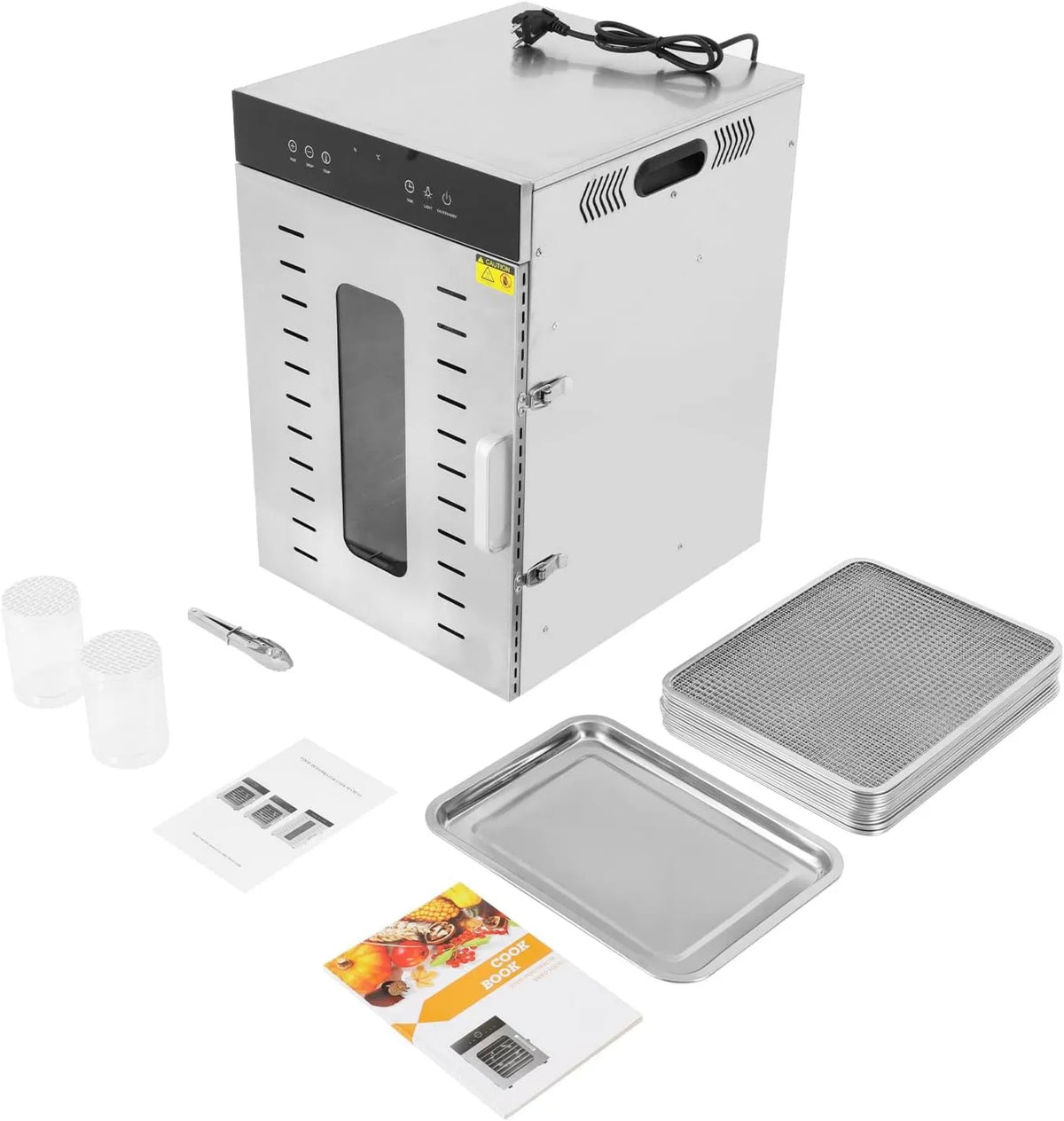 AVRONBZ suszarka do żywności, Z panelu dotykowego, Poziome obieg ciepłego powietrza, do domu Dehydrator, 1350 W ze stali nierdzewnej dehydrator żywności