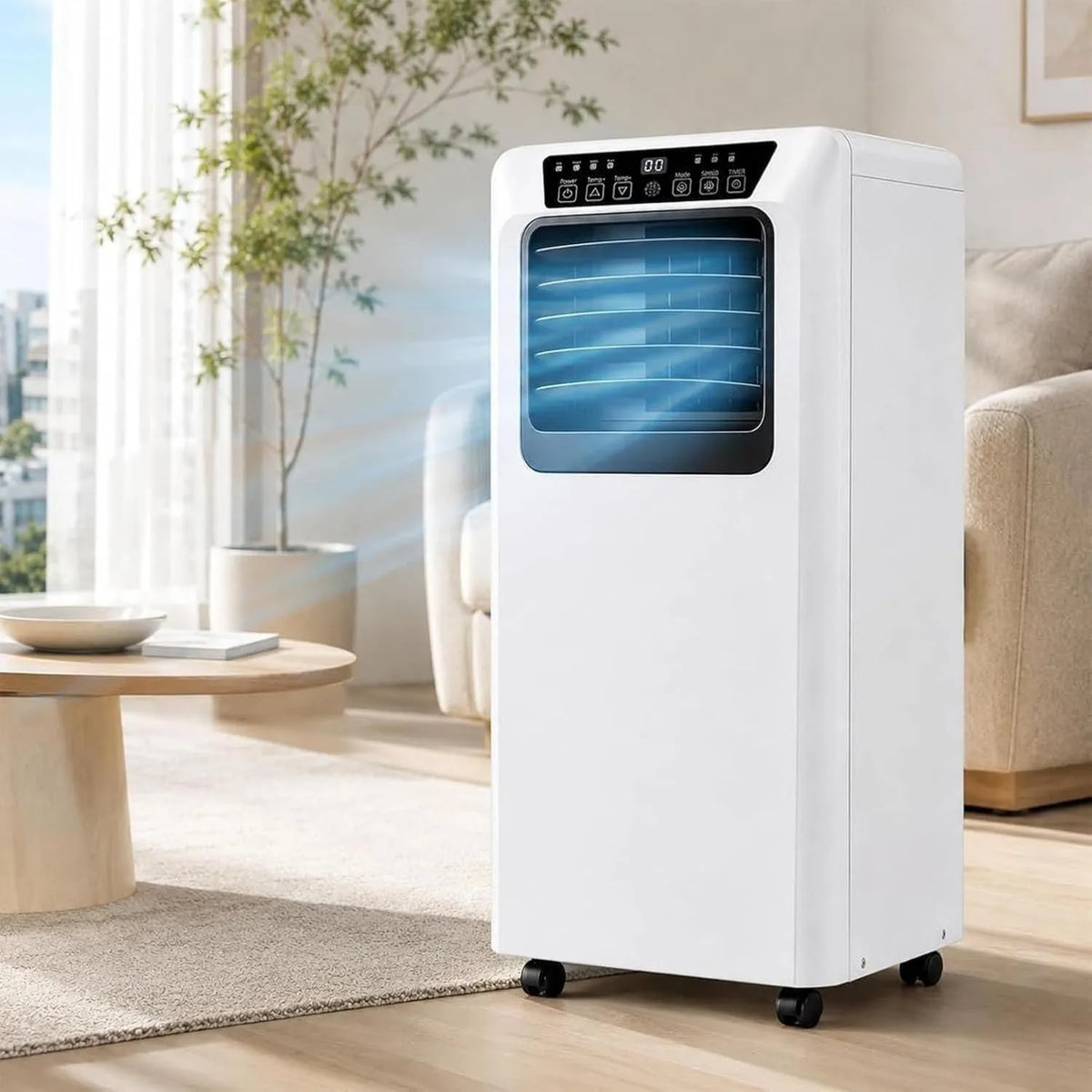 HUANQIN klimatyzator przenośny, 7000BTU klimatyzator, przenośny, ewakuacyjny i elastyczny wąż do pokoju