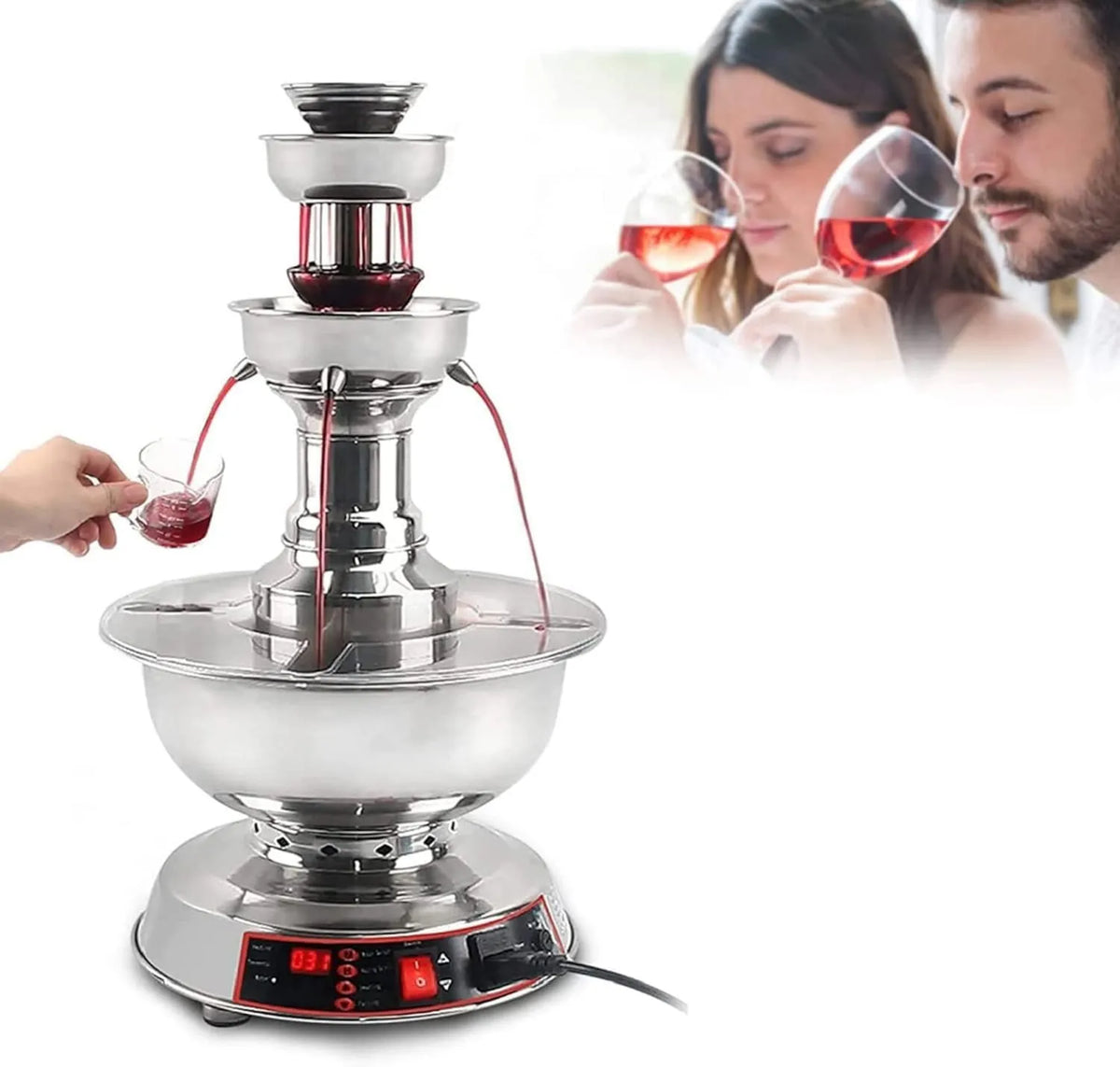 zhenmaster, Dispenser, 3, 5 l, od 0 do 100°C, 3 poziomów, stal nierdzewna, do wesela