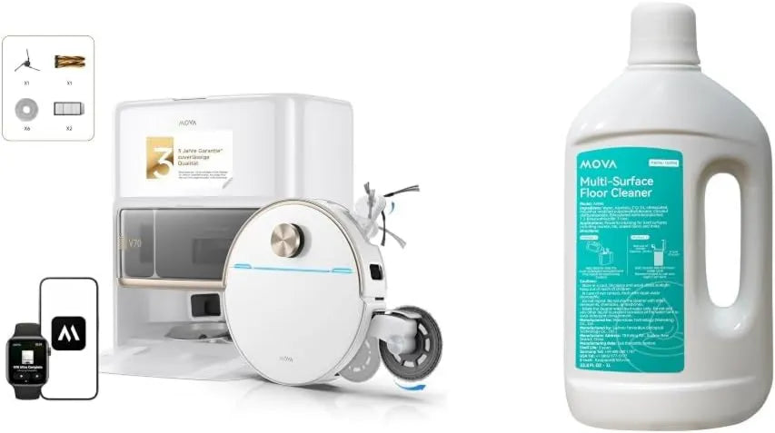MOVA robot sprzątający, Odkurzacz robot V70, 15 N & 300 TR / Min, 40 000 Pa, przechodząc przez 9 cm