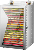 Wentylator, 800 W, 28,7 cm, 2,5 cm, timer, Suszarka Do żywności 6-18 Warstw, Ze Stali Nierdzewnej, Z Timerem 1-12 Godzin, Zakres Temperatur 30-90°c
