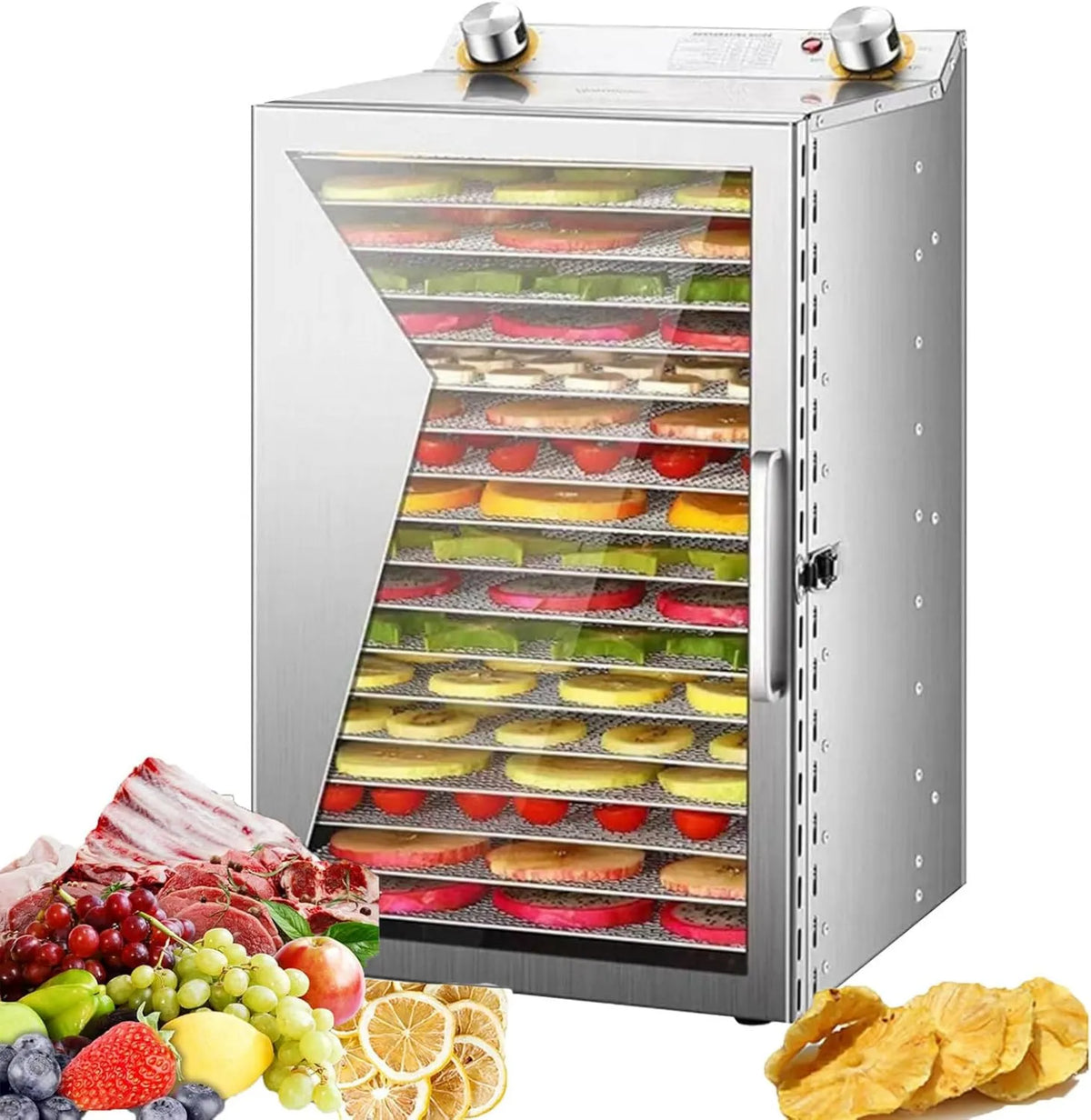 NzEupno suszarka do żywności, 18Layer żywności odwodniona, Szafa, minutnik, termostat, profesjonalny, 18 Płyty