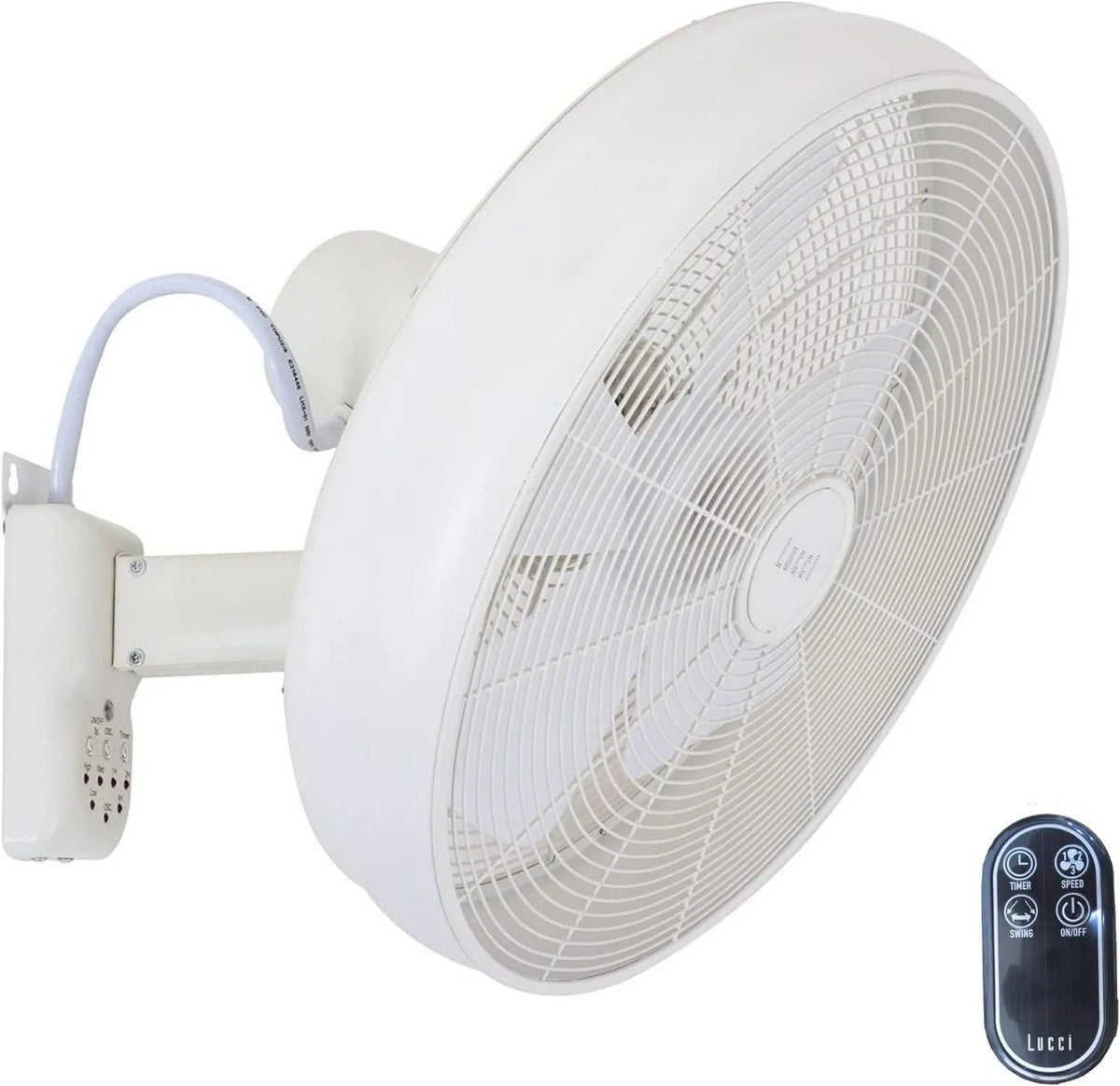 LUCCI AIR, wentylator cyrkulacyjny powietrza, 46 cm, biały, Wentylator Breeze Wall z pilotem Biały Ø 46 cm