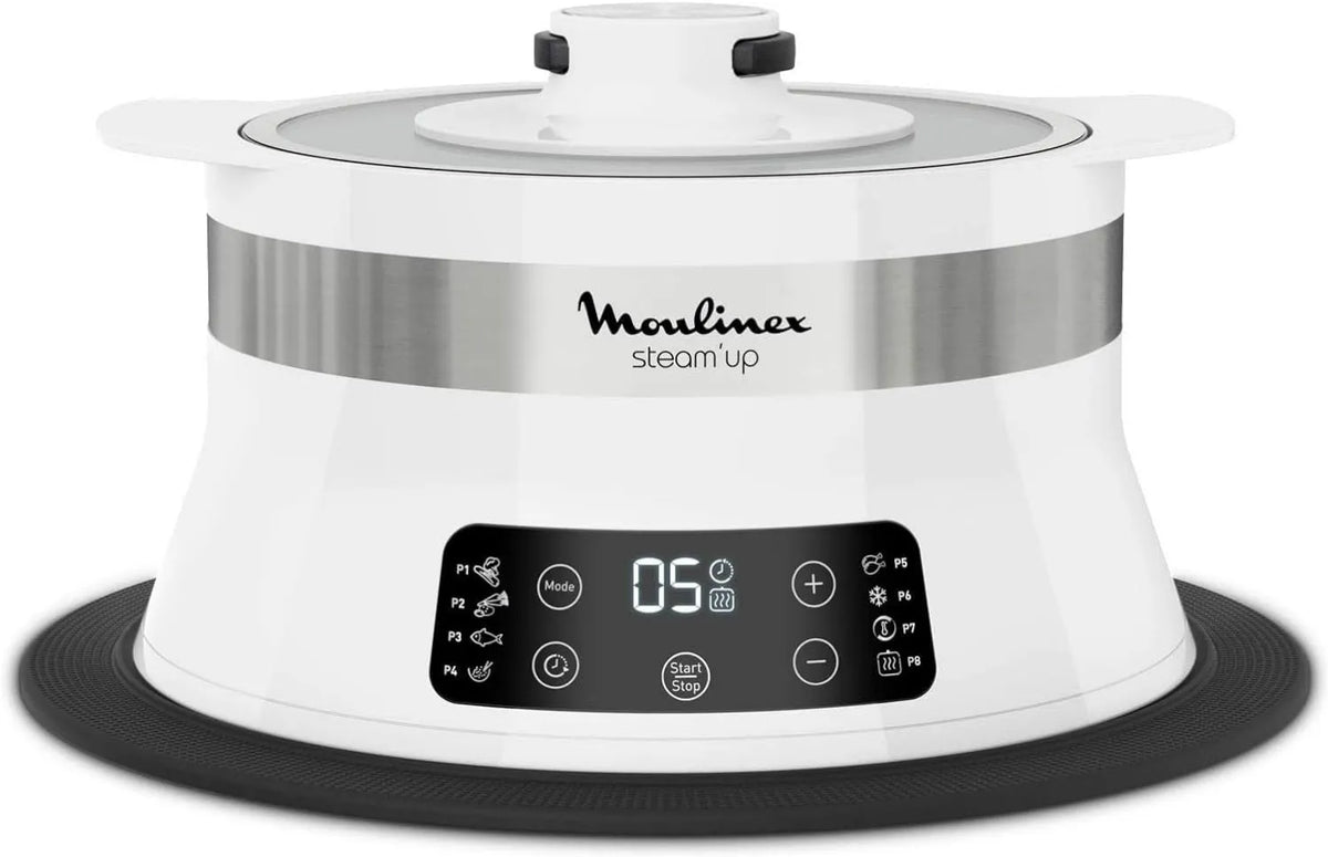 Moulinex VJ504010, 28 cm, funkcja pary, Steam'Up Cuiseur Vapeur parowar z 8 programami, pasuje do wszystkich form czyszczenia potraw