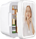YASHE minilodówka, Lodówka, 4 l, 220 V, przenośne, białe, termoelektryczne ogrzewanie i chłodzenie 220 V AC, 12 V DC do samochodu, lodówka Skincare z lusterkiem LED