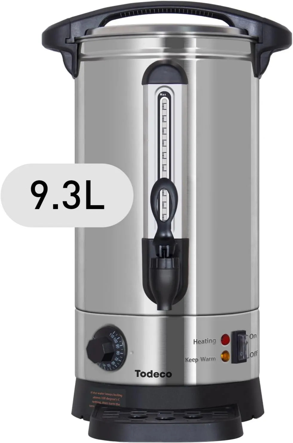 Todeco, Dystrybutor, fontanna dozownika, 9.3 l, 1500 W, 30 do 110°C, uchwyt na gorąco, termostat, stal nierdzewna, do wina