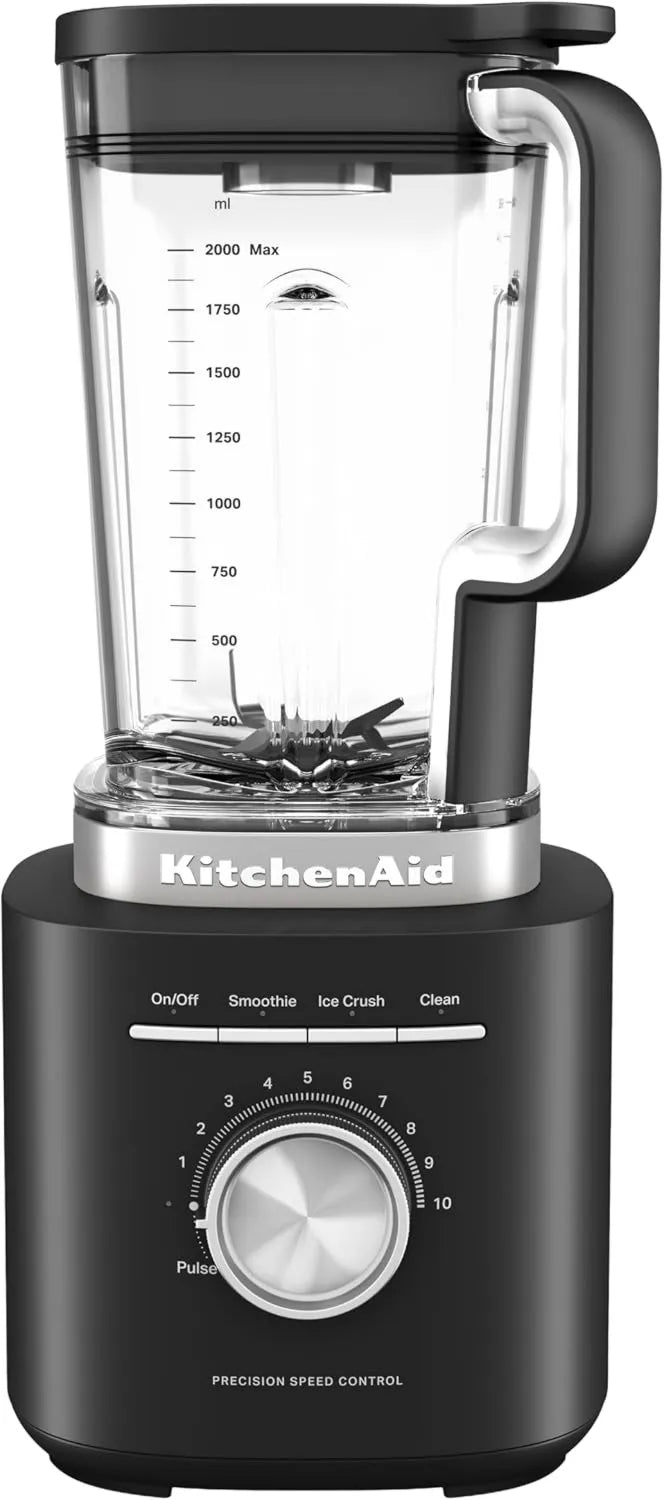 KitchenAid blender kielichowy, Mikser kuchenny, 2 l, stal nierdzewna, czarny, Asymetryczne ostrza ze stali nierdzewnej, Bezwładniający BPA- 2 l Pichet, 10 prędkości