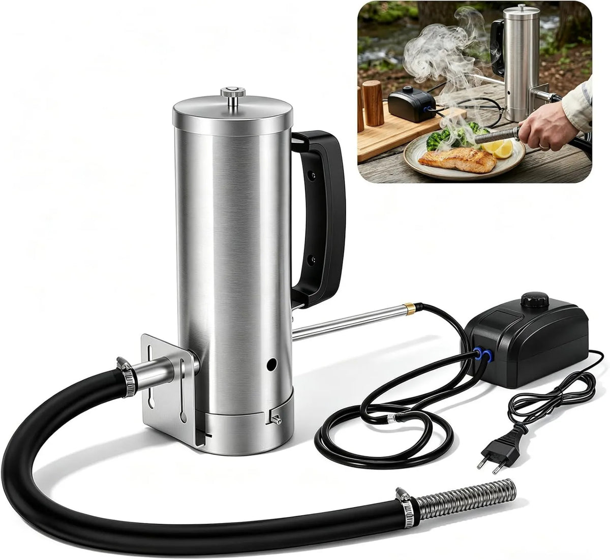 BORDRISE, Generator, grill, przenośny, stal nierdzewna, do palenia mięsa