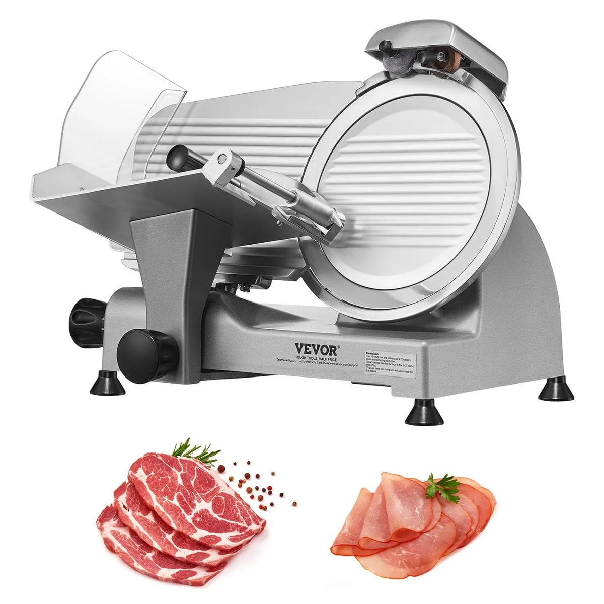 VEVOR krajalnica, Commercial elektryczny Slicer 340 W Jamming Slicer Blade 250 mm 360 obr./min Charcuterie Slicer ze stali nierdzewnej Blade