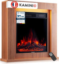KAMINIO kominek elektryczny, Stoper, ognisko kominkowe dekoracyjne, ® Matti Modern 32 Oak elektryczny komink w Poser, 3D ogień, płaszcz, LED