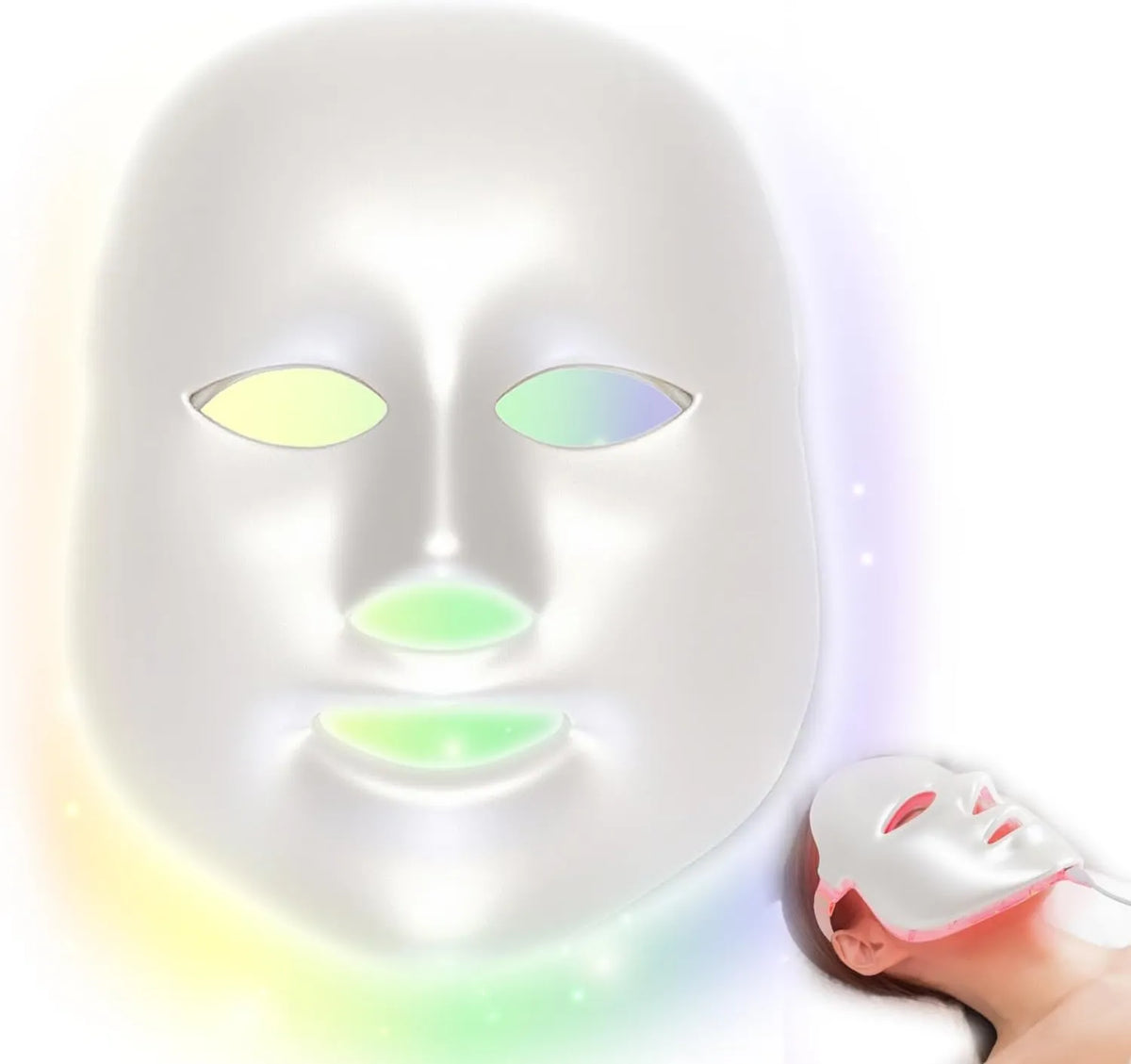 JMFBeauty, Maska światła, LED Maska twarzy do niebieskiej terapii światła, do domu i podróży skóry, 7 kolorów, Odmładzanie