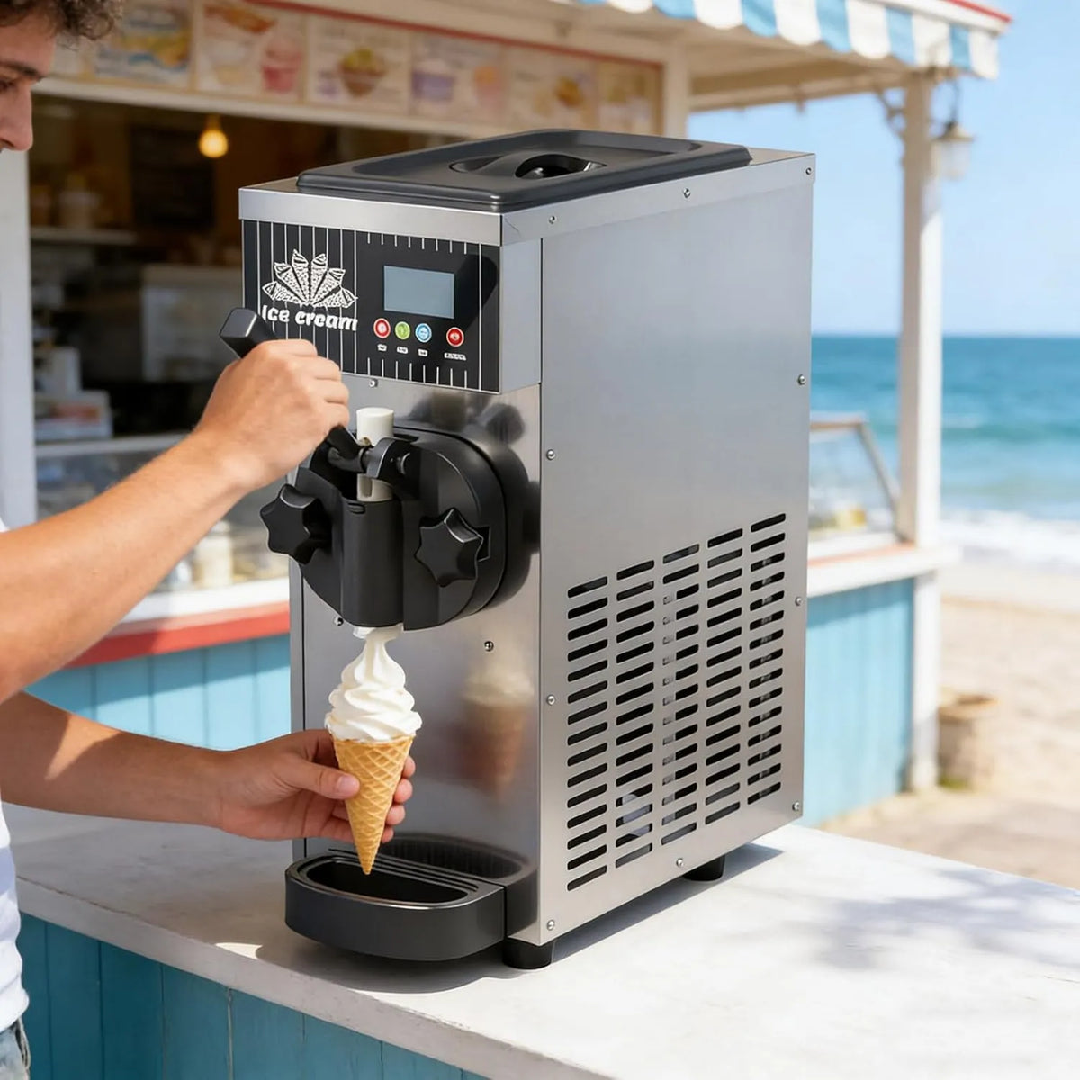 GESAIDES, kostkarka do lodu, lodu i sorbetu, 2, 5 l, 5 kg, 1 l, LCD ekran, profesjonalny, restauracja, do restauracji / bar w przekąskach