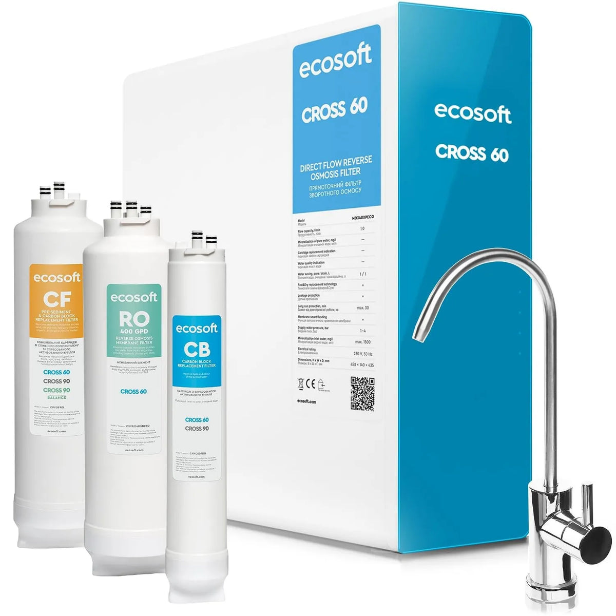 ecosoft, CROSS 60 Filtr, 1 l, dotyk, wkłady, Compact filtr odwróconej osmozy