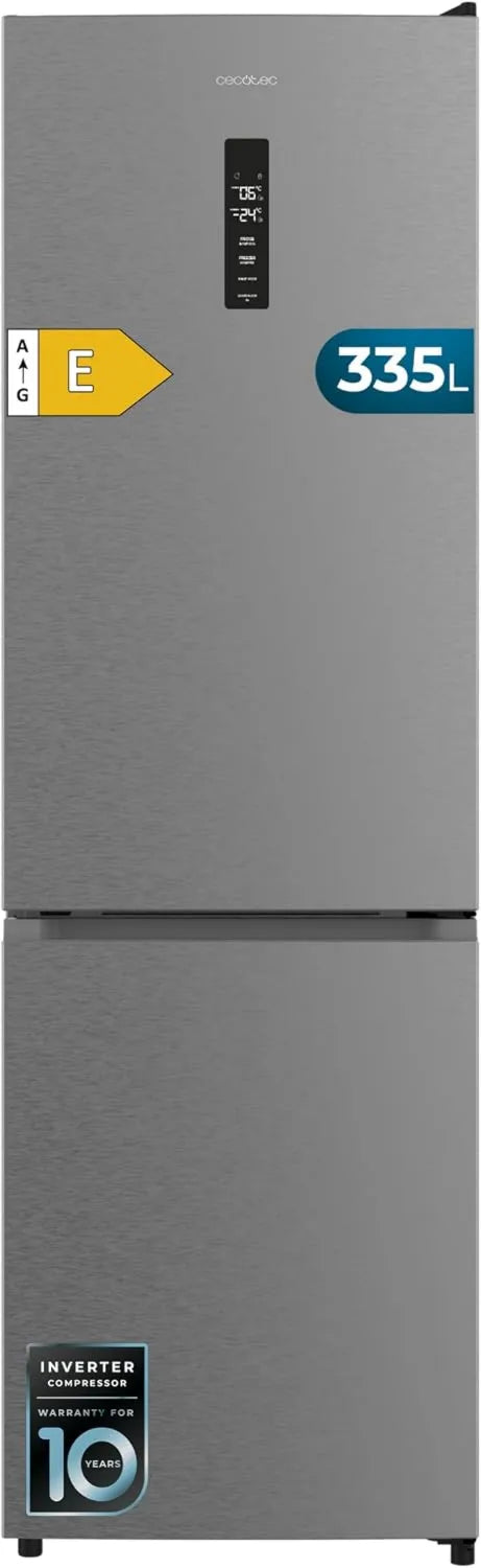 Cecotec lodówka, 195,3 cm, 59,5 cm, No Frost, technologia No Frost, sprężarka inwerterowa Plus, niskie zużycie energii, szuflada kontrola