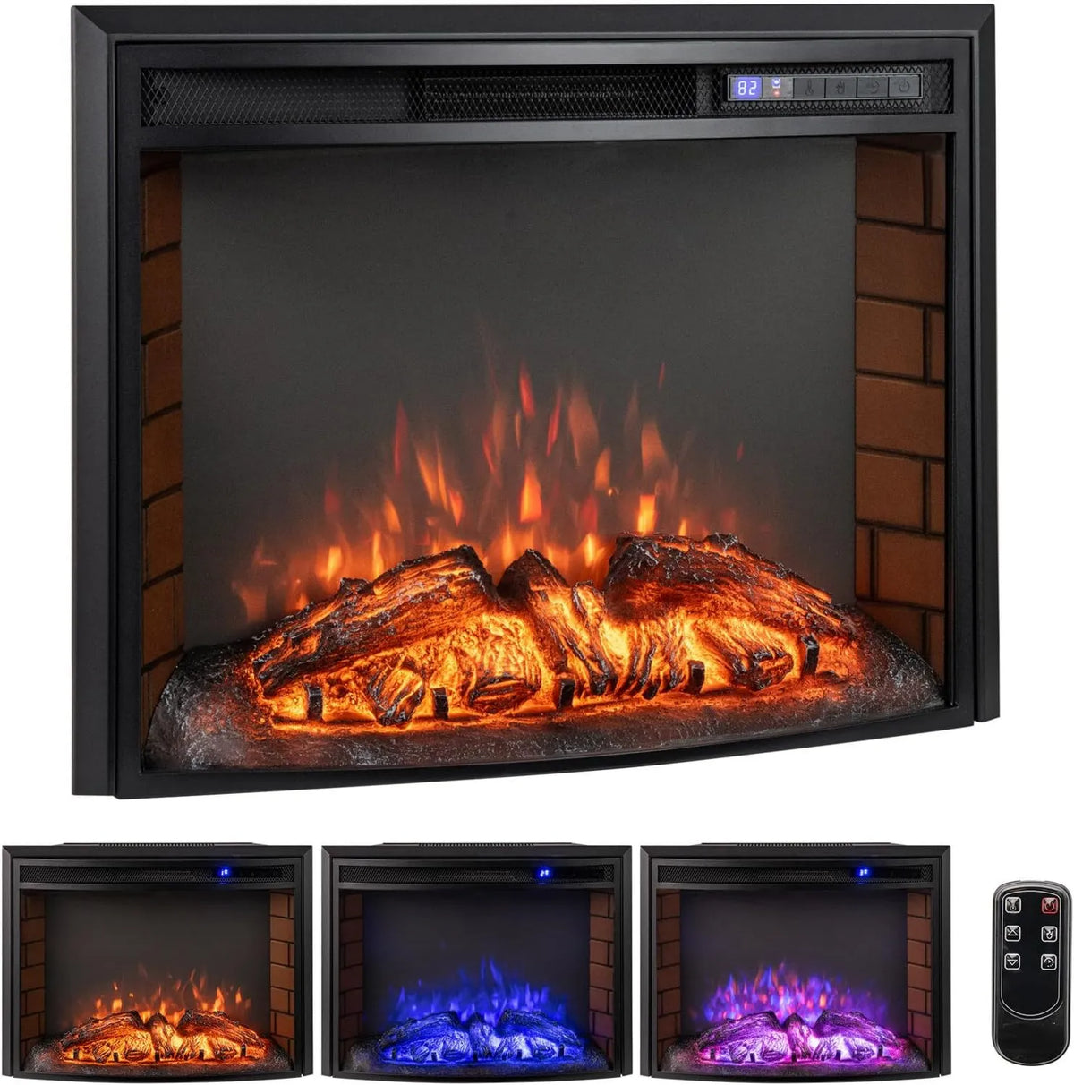 Kominek elektryczny, 1500 W, 5000BTU, 750 W, timer, regulacja ustawień, zdalne sterowanie, COSTWAY Kominek elektryczny z ogrzewaniem