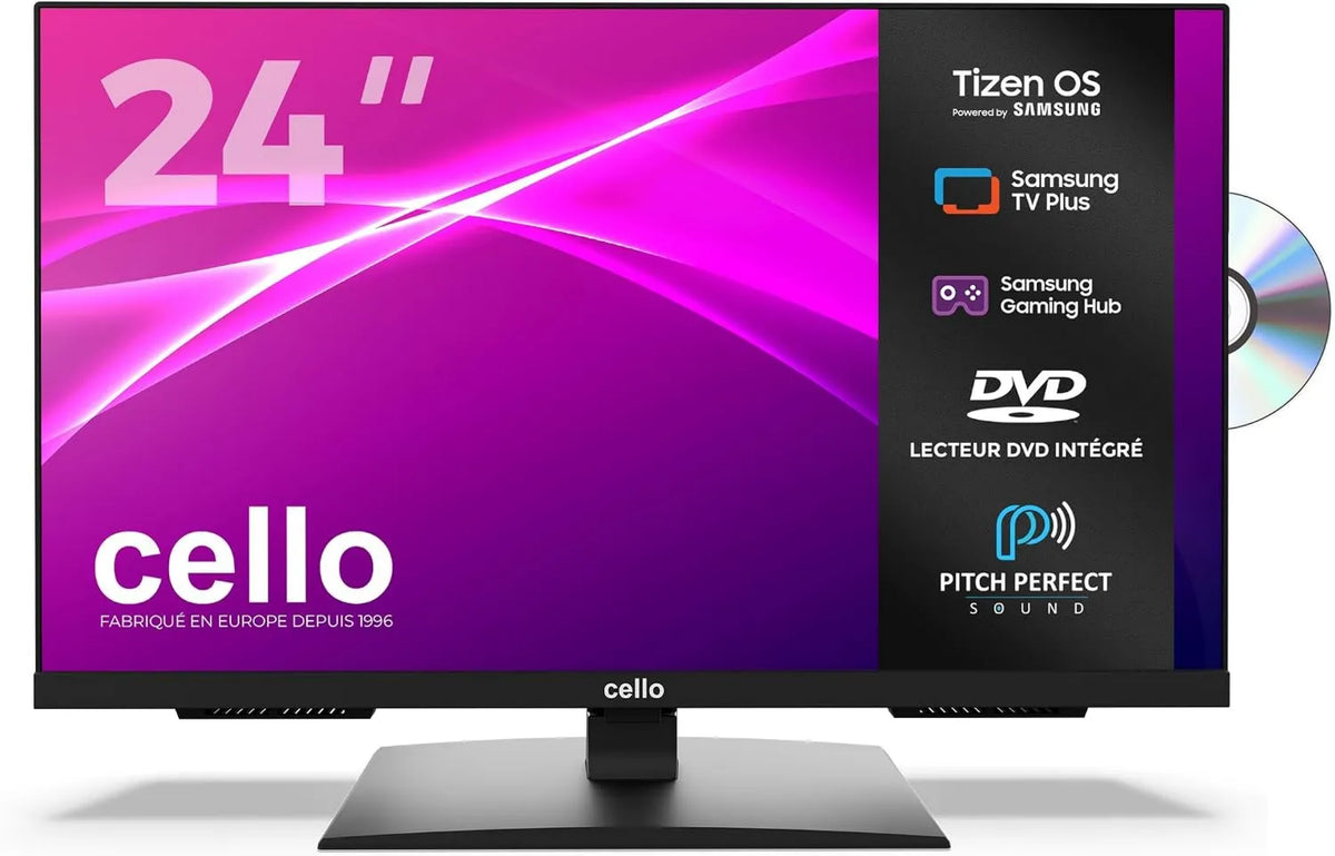 Cello, Samsung C2426TZF Smart TV, 24 cali, TV, Tizen OS, potrójny tuner DVB- T2, S2, Bluetooth, Gier Hub, Son Pitch Perfect DVB-T2
