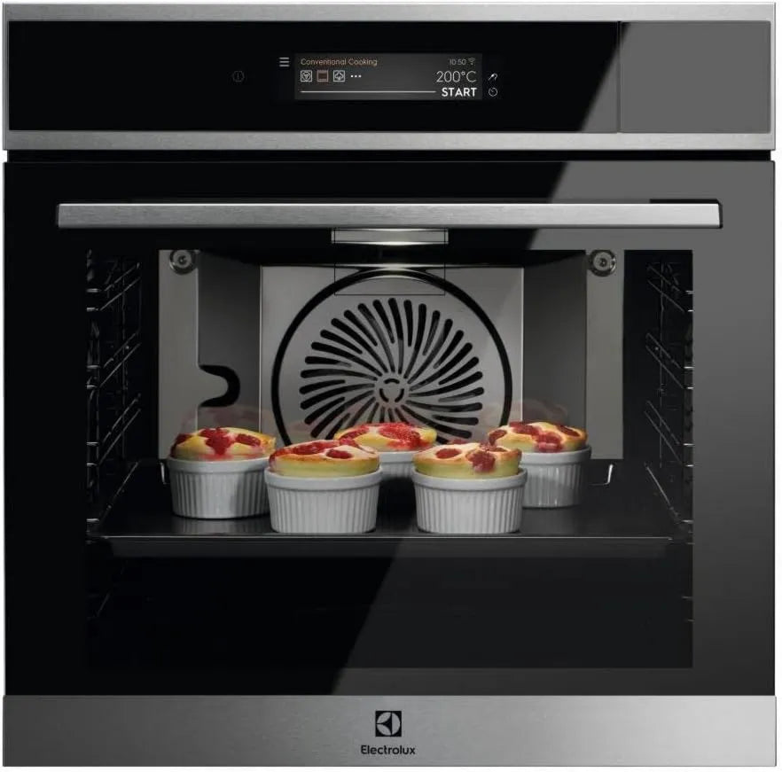 Electrolux, piekarnik elektryczny EOA9S31CX, 72 l, klasa energetyczna A, dotyk, para, ekran LCD, stal nierdzewna, seria 900, drzwi ze szkła 4-szklanego