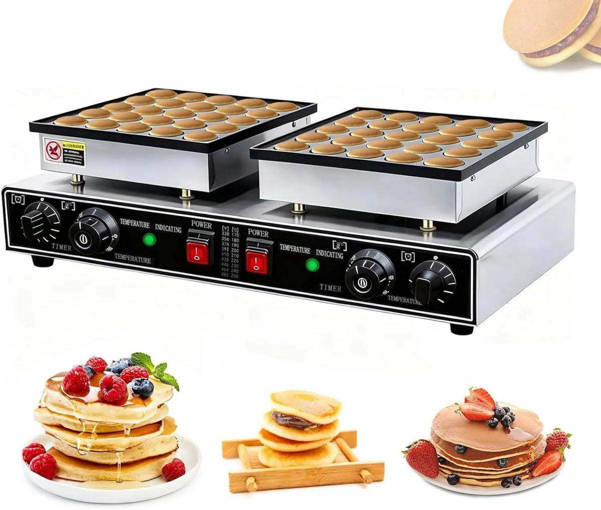 TYH gofrownica / opiekacz, Termostat regulowany, Powłoka antylaskowa, do użytku domowego lub profesjonalnego, Profesjonalny gofrownica 50 Dziur, Mini- crepeer 1800 W, 50- 300 ° c