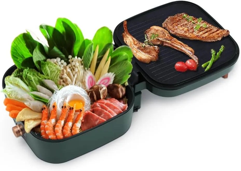 Uten piec do pizzy, Piec z piekarnikiem, 1800 W, grill, Wielofunkcyjny podwójny marmite i Shabu 2 w 1 Grill elektryczny marmitu