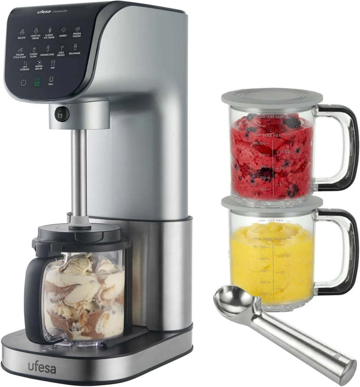 Ufesa, Silnik, kostkarka do lodu i sorbet, 1.4 l, 11 programów, dotyk, drewno